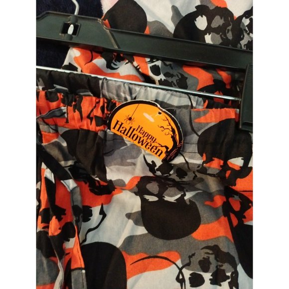 Nwt Men's Skull Print Gray/Orange/Black Drawstring Sleep Pajama Pants 32/34 - Picture 6 of 7